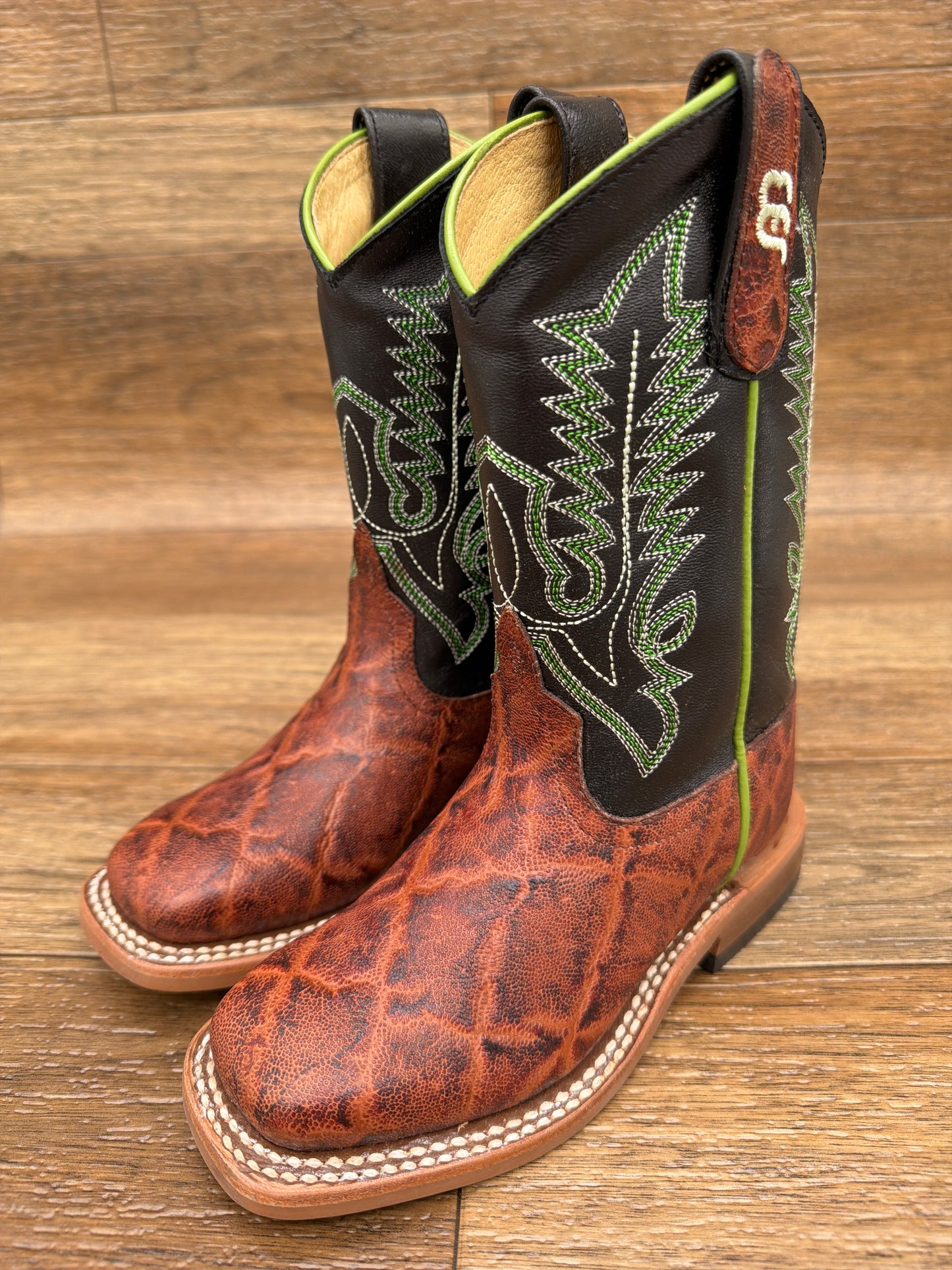 ABK3013 Kid's Vintage Bark Elephant Print Western Boots by Anderson Bean