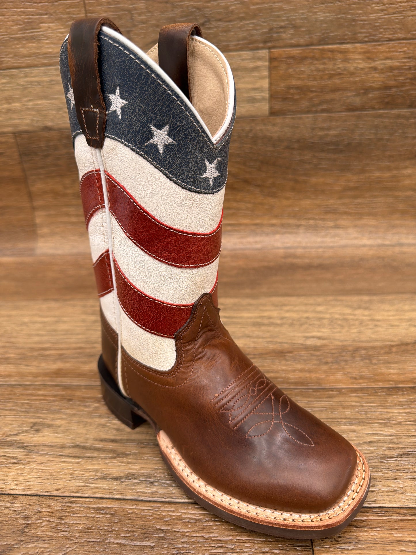 BSC2015 Kid's American Flag Design Square Toe Western Boots by Old West