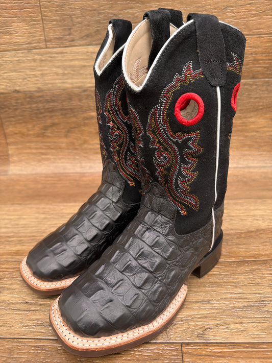 BSC2010 Kid's Black Alligator Print Square Toe Western Boots by Old West