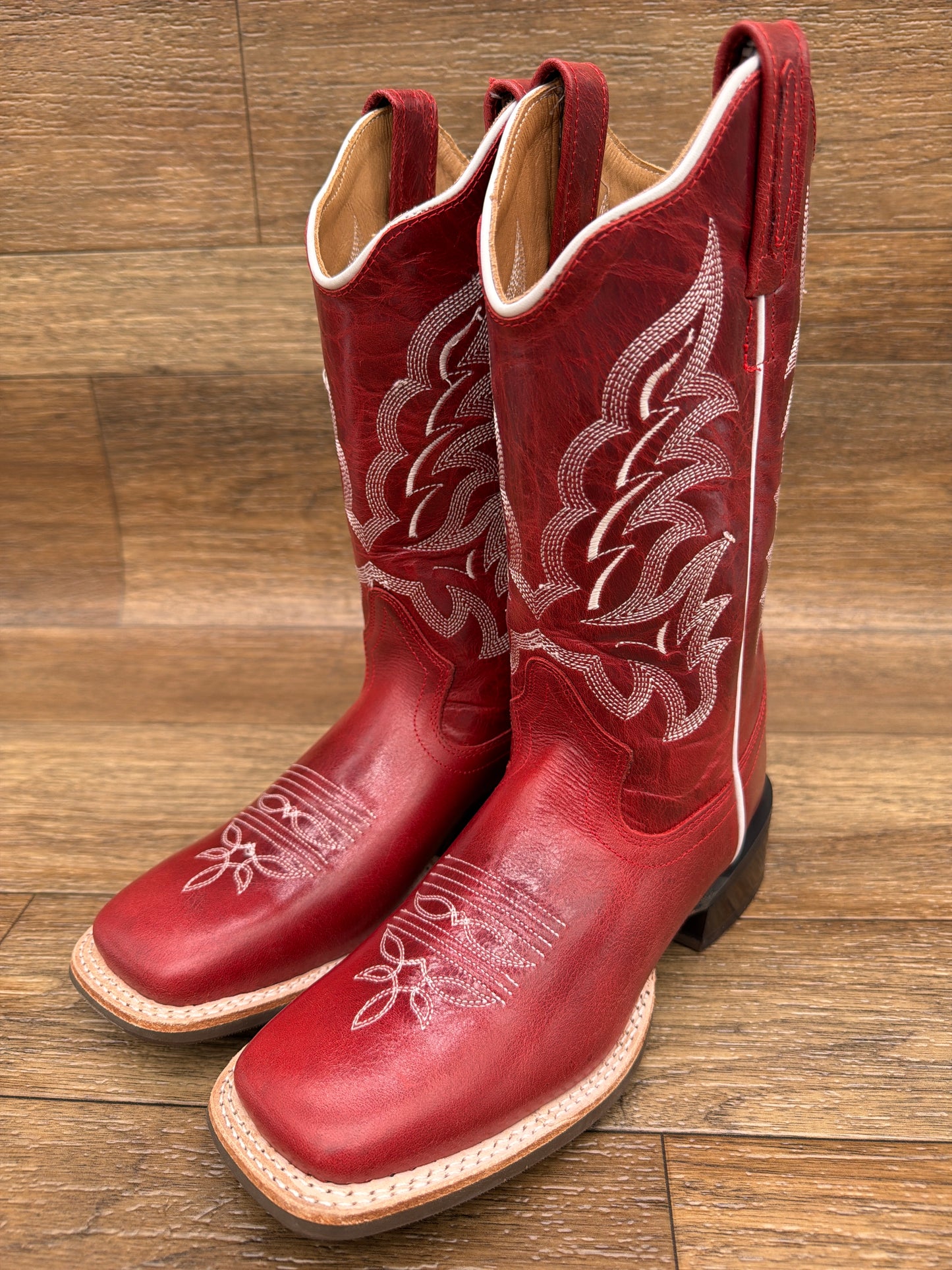 18176 Women's Red and White Square Toe Western Boots by Old West