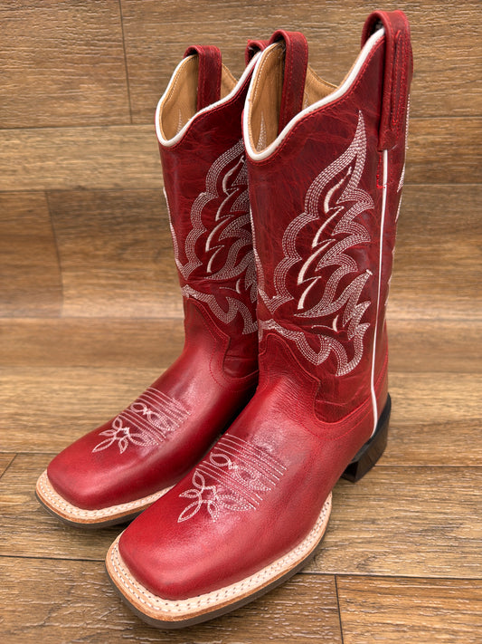 18176 Women's Red and White Square Toe Western Boots by Old West