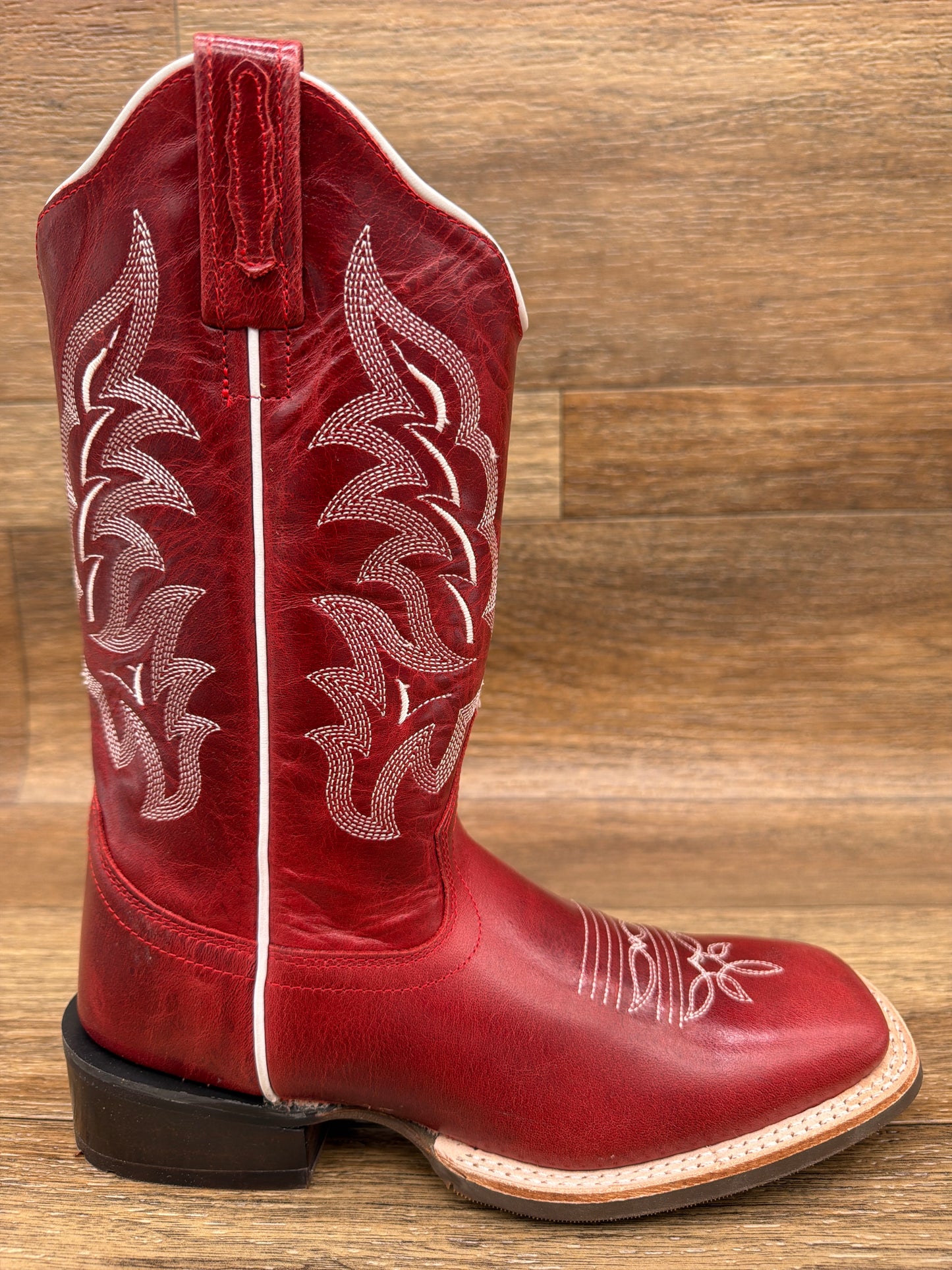 18176 Women's Red and White Square Toe Western Boots by Old West