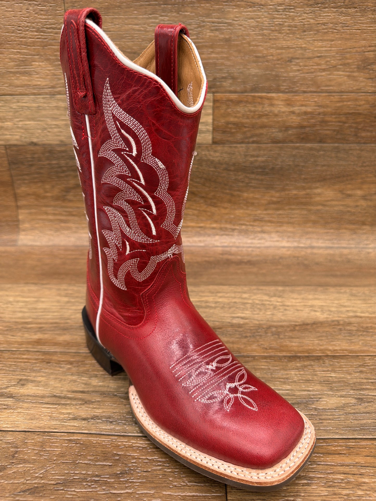 18176 Women's Red and White Square Toe Western Boots by Old West