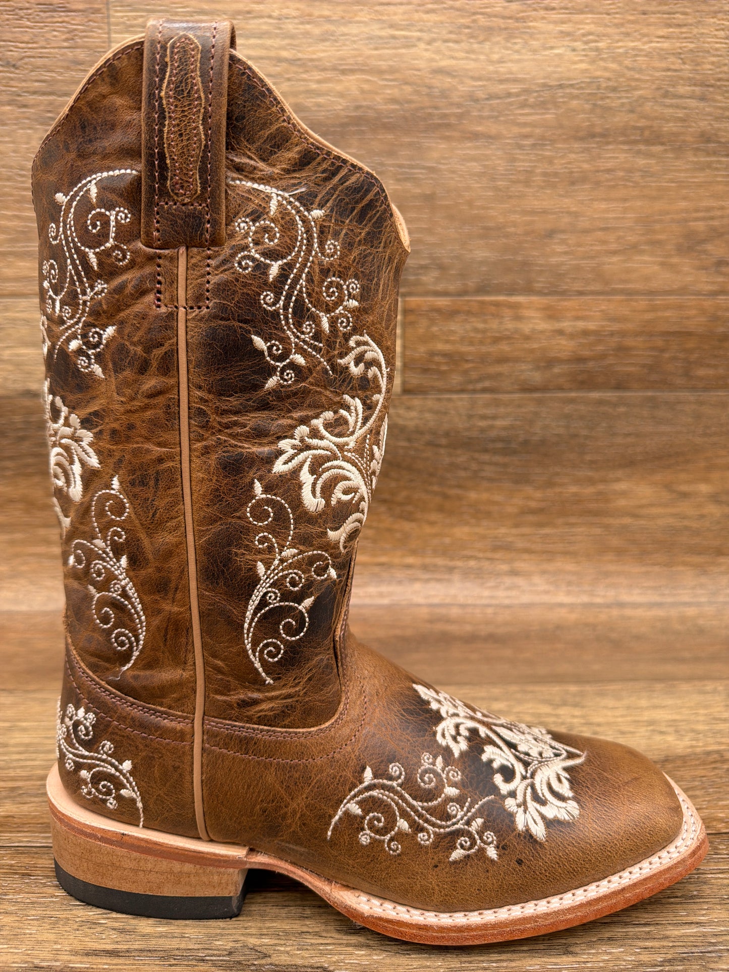 18177 Ladies Square Toe Western Boots with Floral Embroidery by Old West