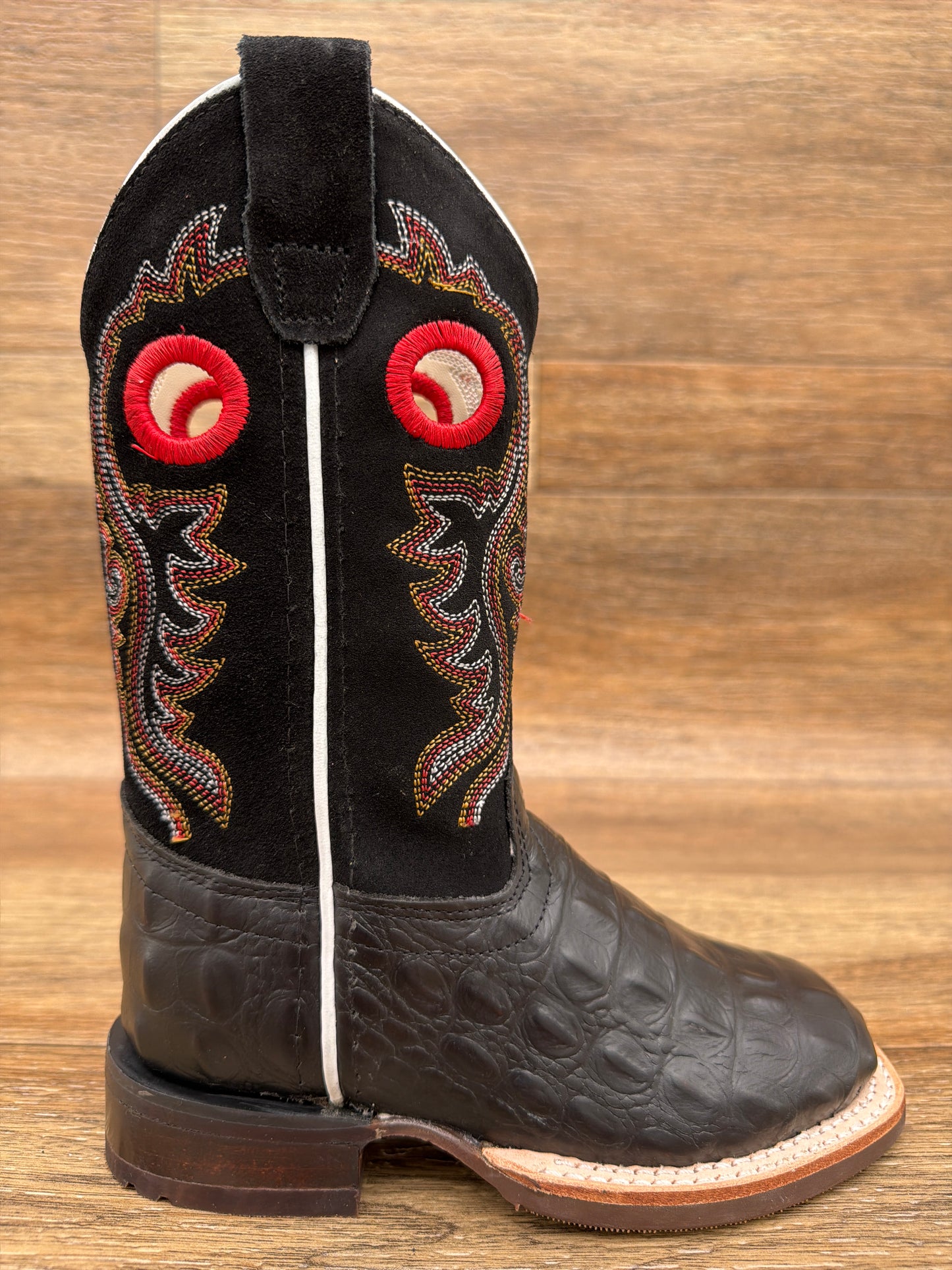 BSC2010 Kid's Black Alligator Print Square Toe Western Boots by Old West