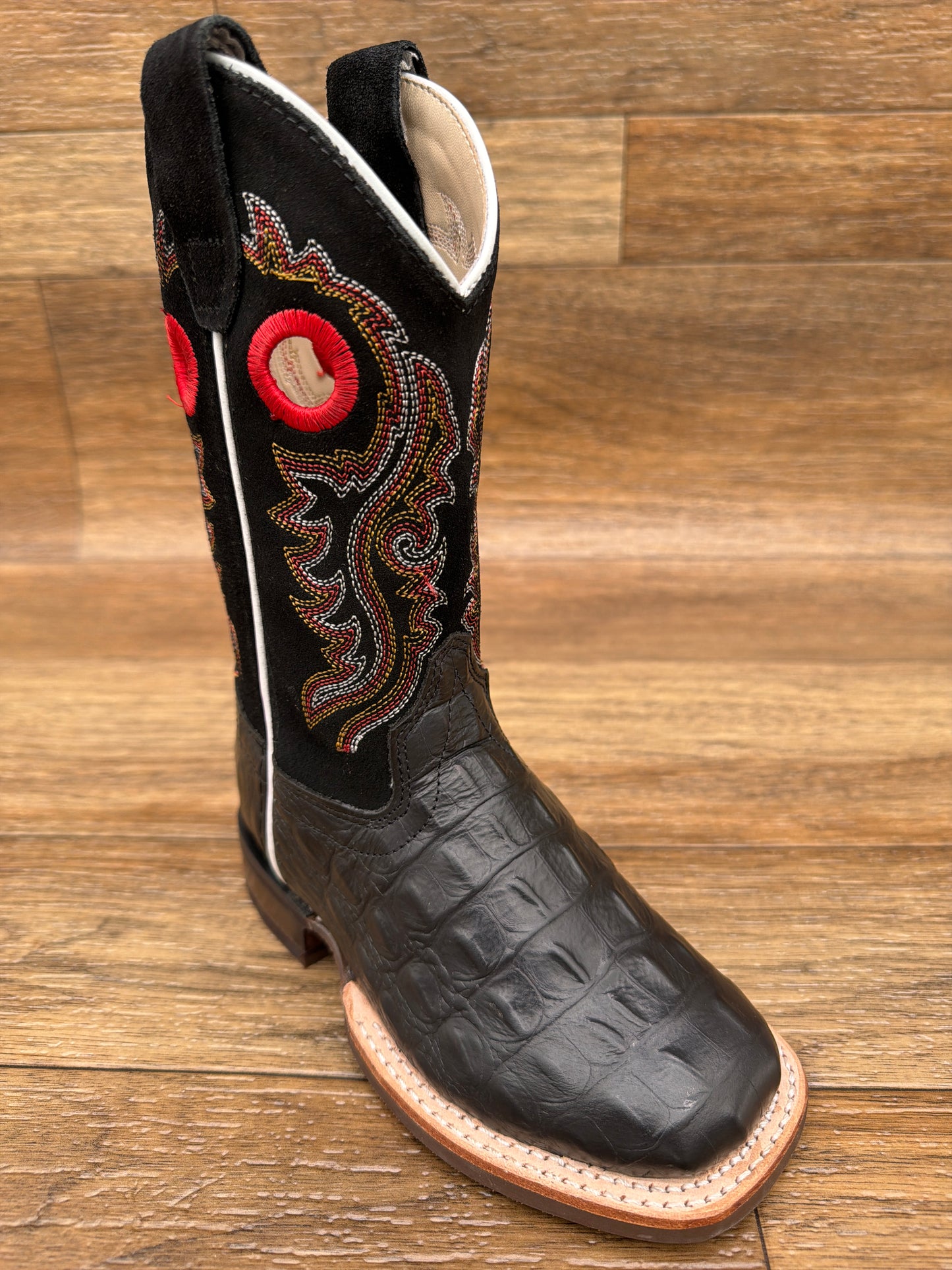 BSC2010 Kid's Black Alligator Print Square Toe Western Boots by Old West