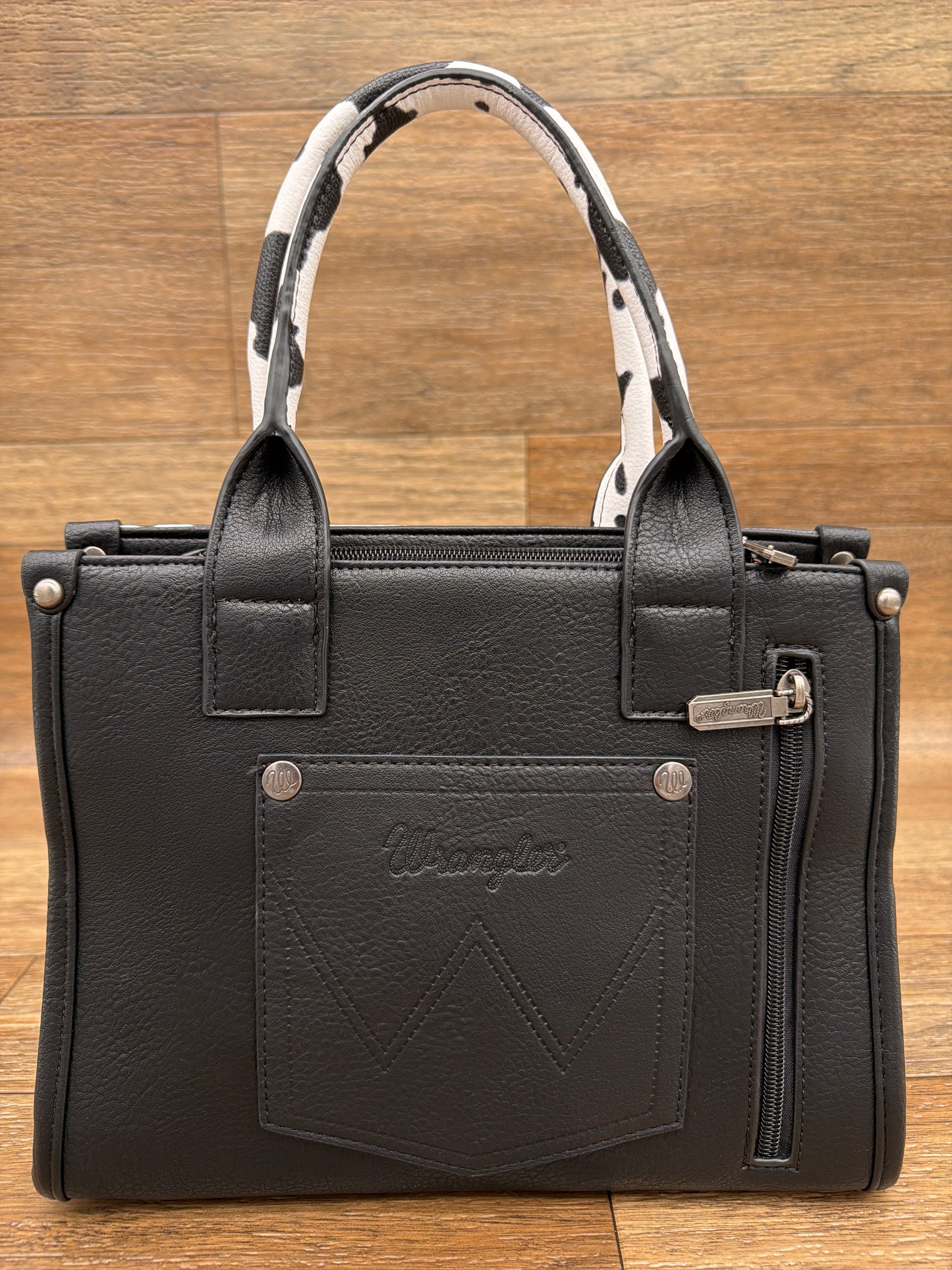 WG133-8102S Wrangler Cow Print Concealed Crossbody Bag by Montana West
