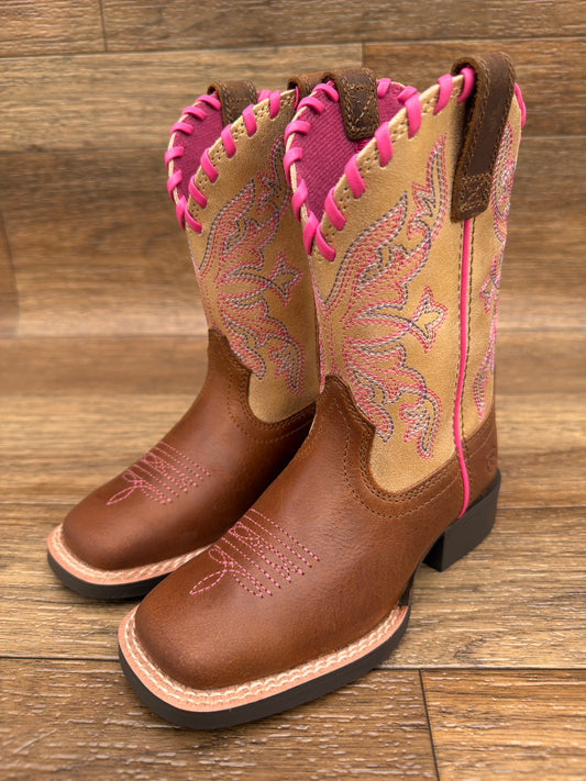 10080276 Kid's Sundown Wide Square Toe Western Boots by Ariat