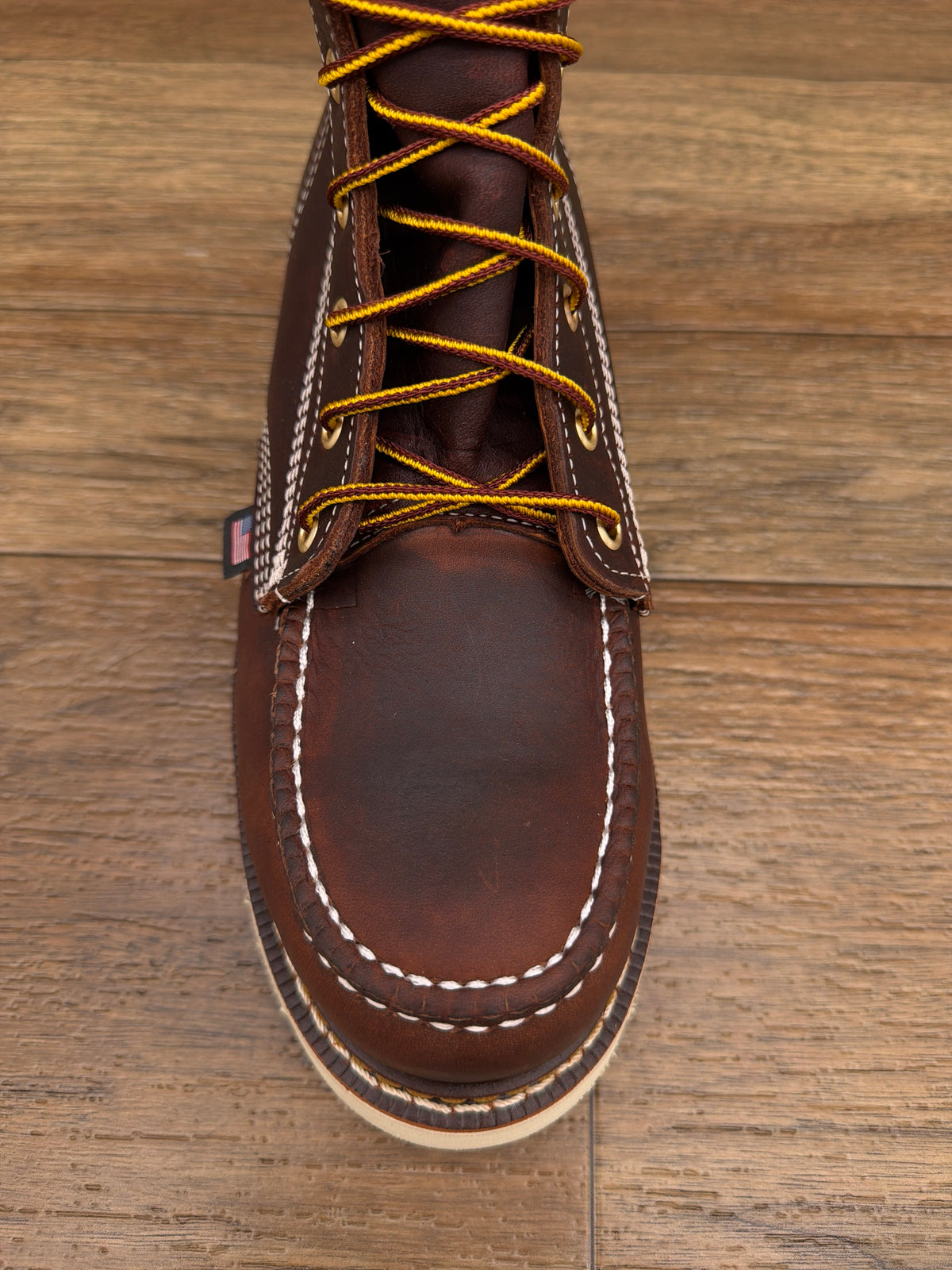 Men's American Heritage 8 inch Black Walnut Nano Moc Toe Work Boot by Thorogood - toe detail