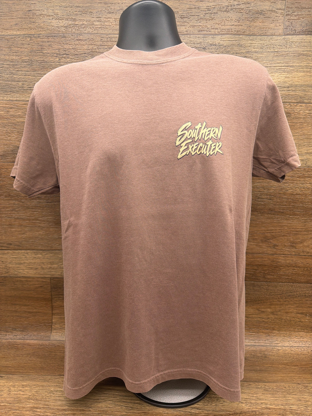 Let 'Em Work graphic tee in Brown by Southern Executer, front