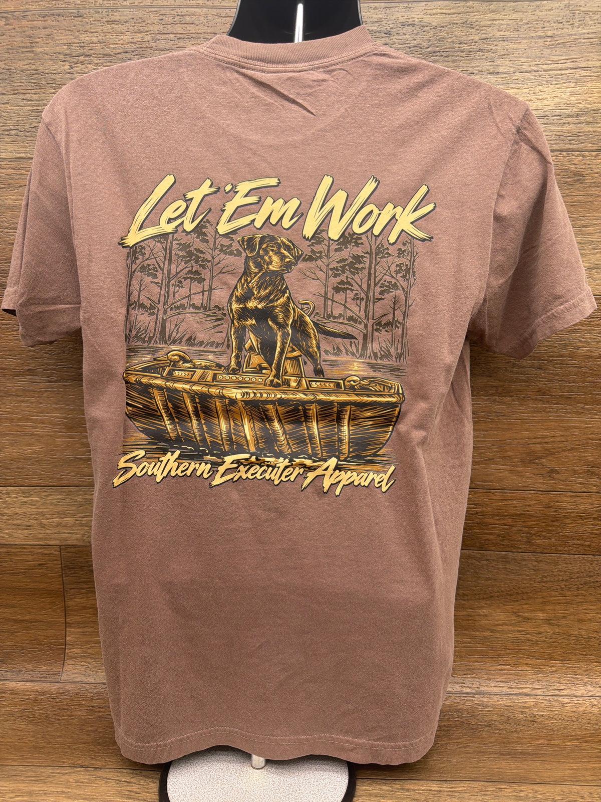 Let 'Em Work graphic tee in Brown by Southern Executer, back
