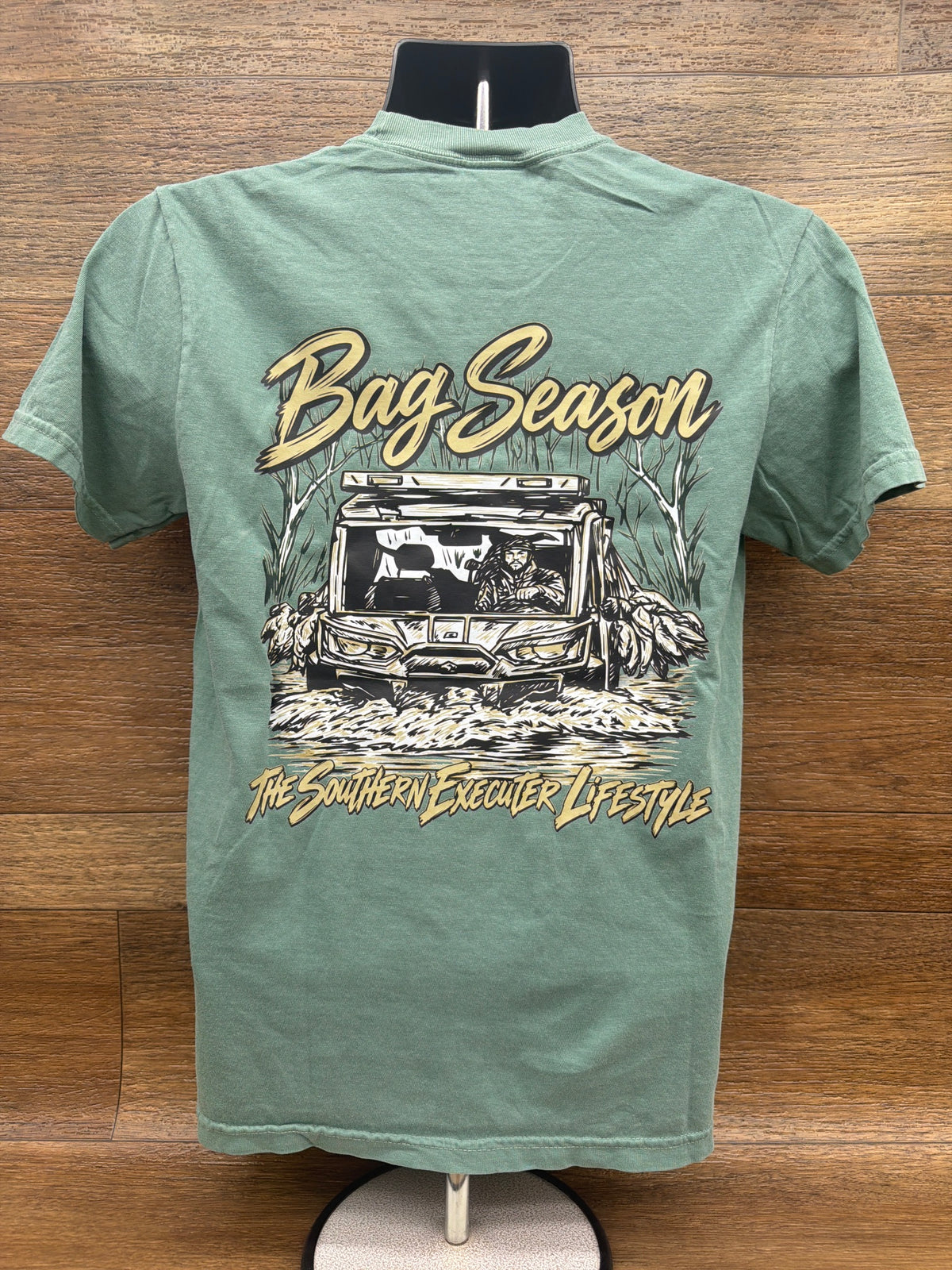 Bag Season graphic tee in Teal by Southern Executer, back