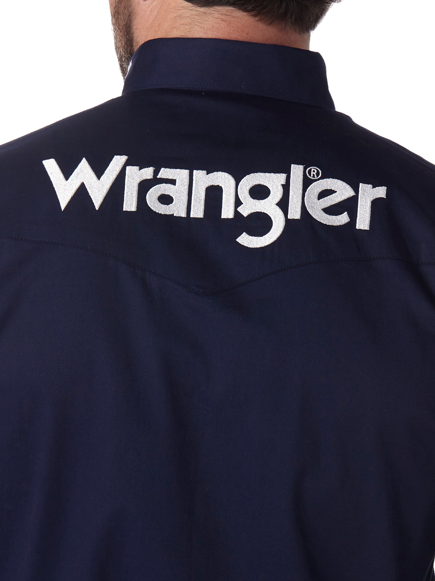 MP2327N Men's Navy and White Logo Solid Button Down Shirt by Wrangler