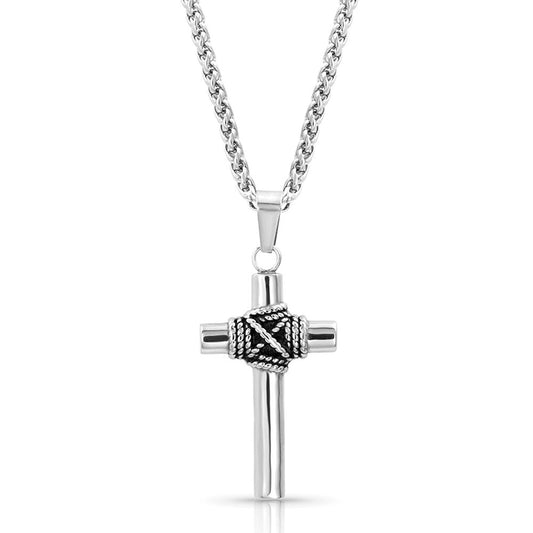 NC4332 Rope Wrapped Cross Necklace by Montana Silversmiths