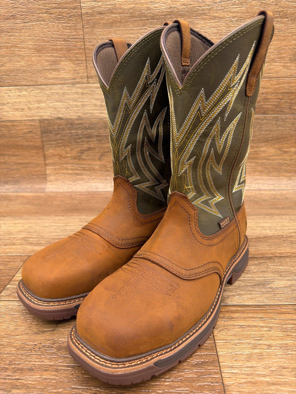 Rocky RKW0481 Ride LTE 11 inch carbon toe waterproof western work boot, pair front view