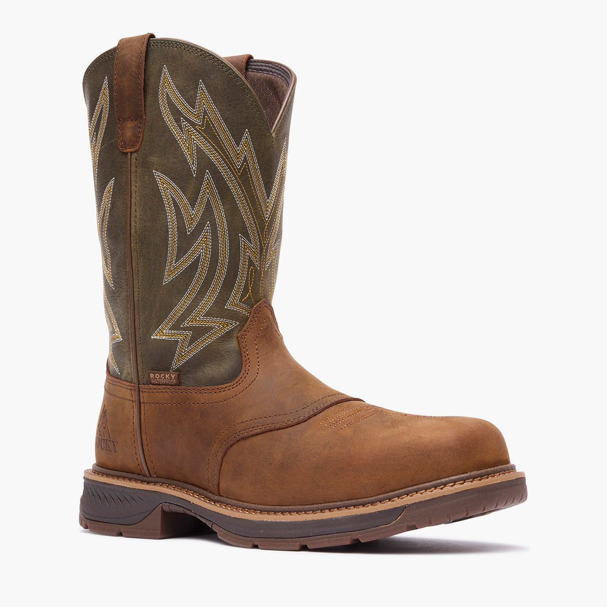 Rocky RKW0481 Ride LTE 11 inch carbon toe western work boot angled view