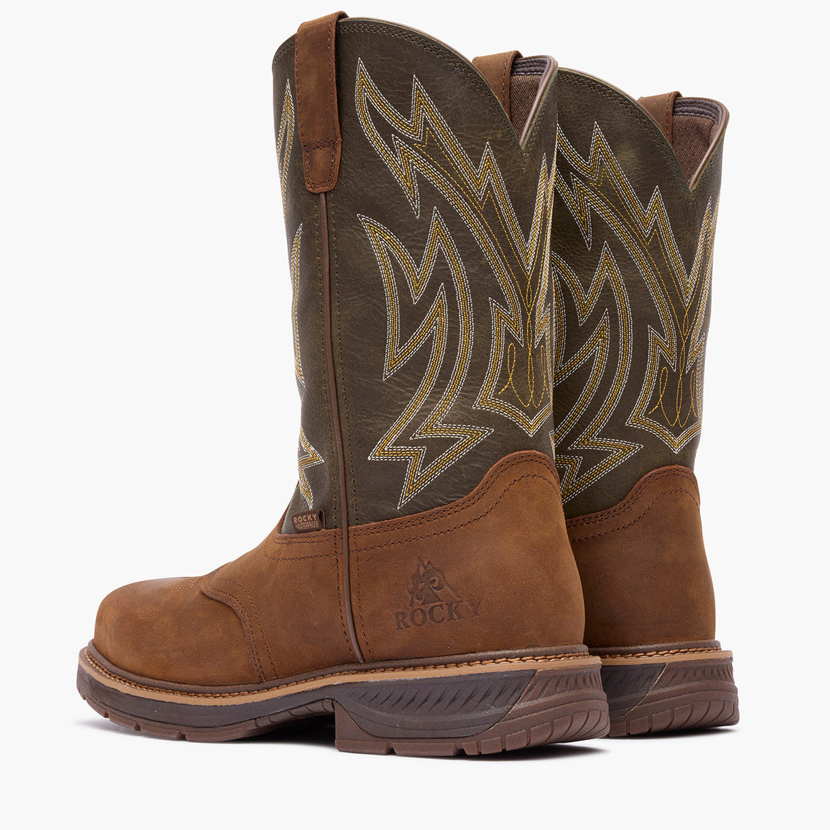 Rocky RKW0481 Ride LTE 11 inch carbon toe western work boot back view