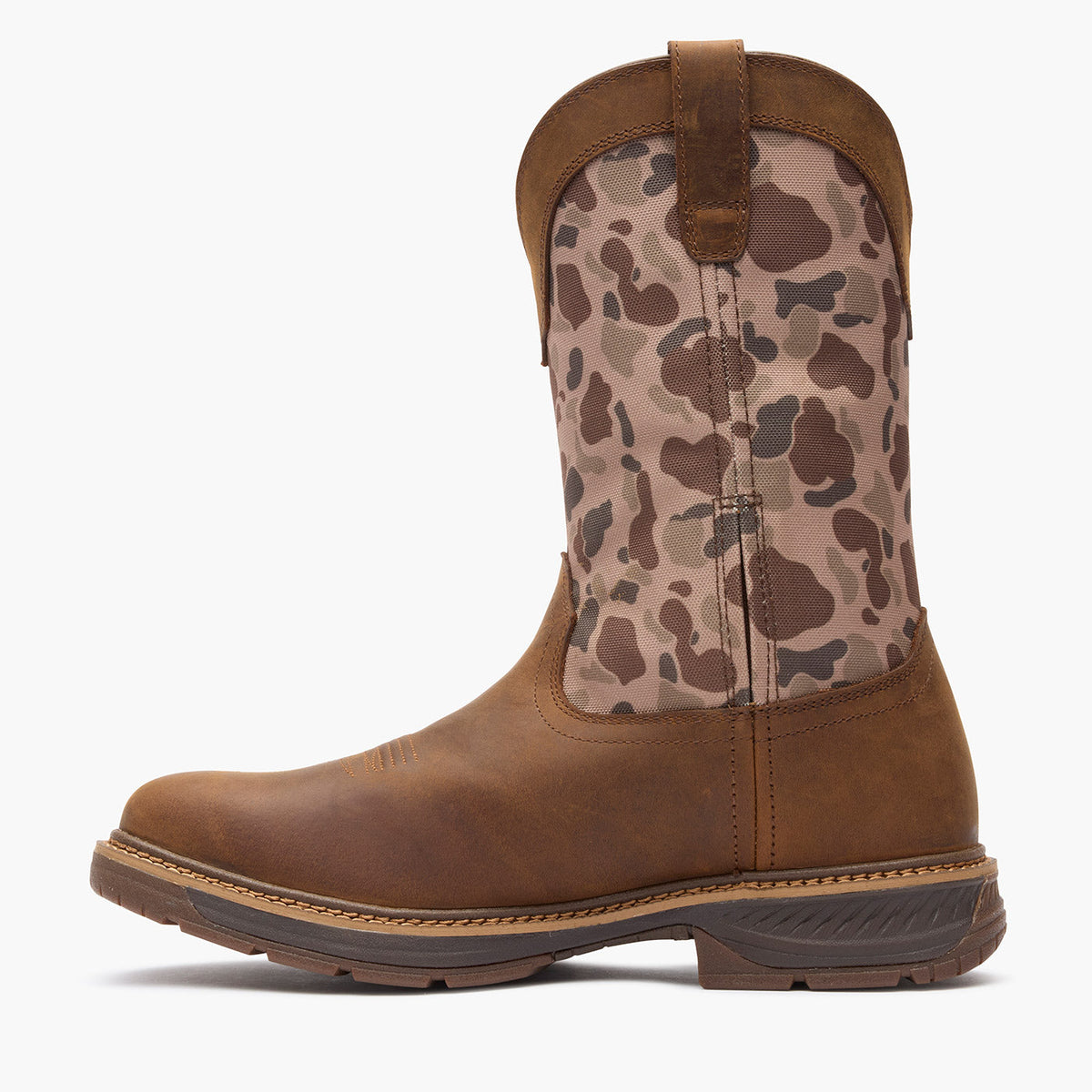 Rocky RKW0486 Ride LTE 11 inch dark brown and duck camo western boot inside profile
