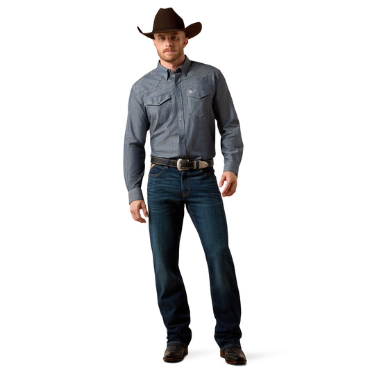 10073488 Men's Wrinkle Free Refined Slub Classic Fit Shirt