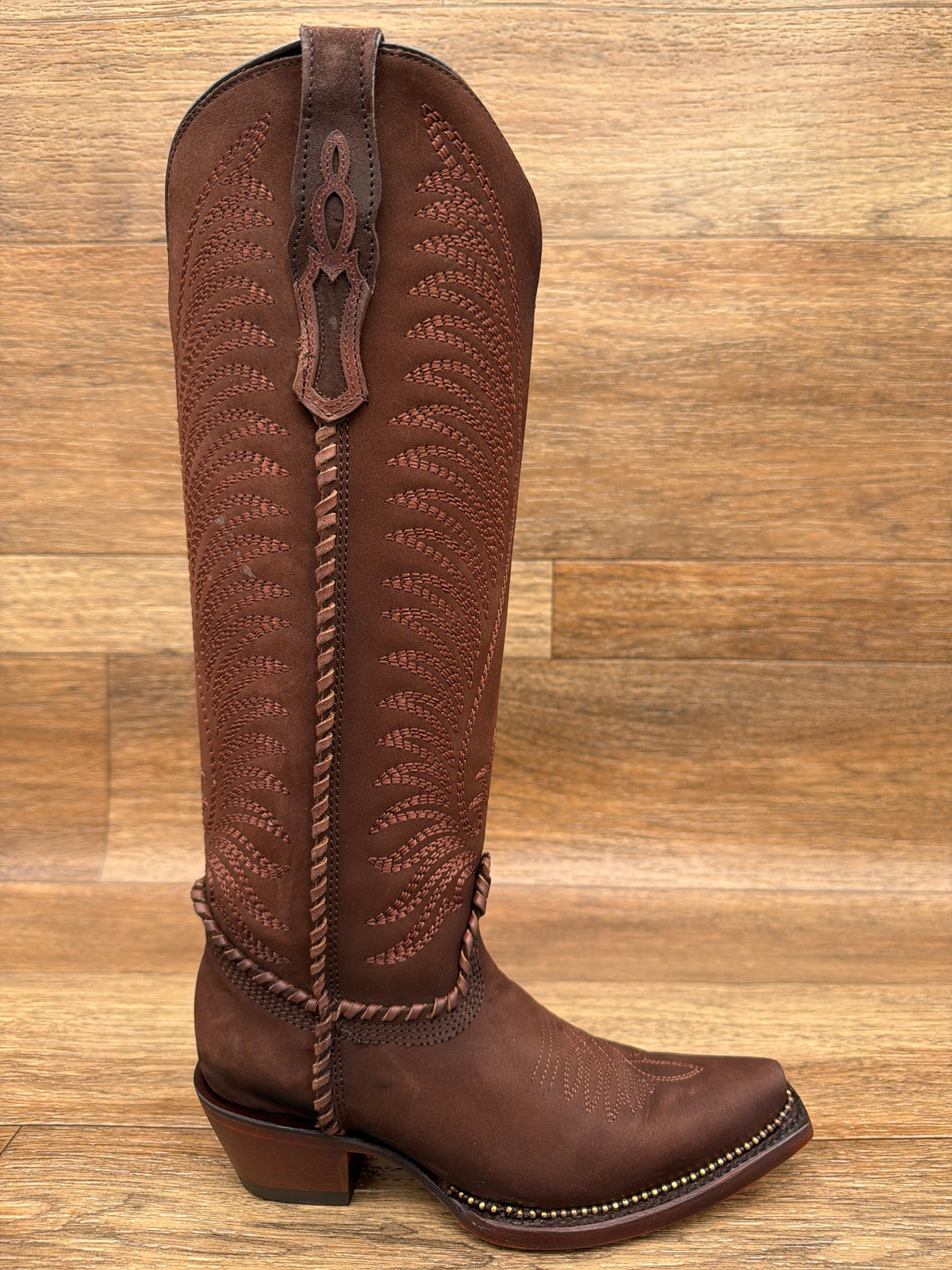 Women's Brown Embroidered Tall Top Western Boot by Corral - side view