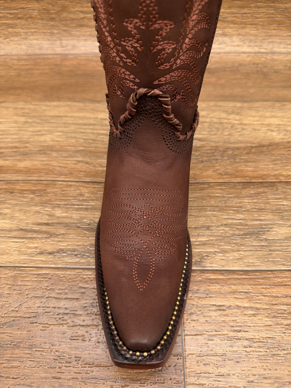 Women's Brown Embroidered Tall Top Western Boot by Corral - toe detail