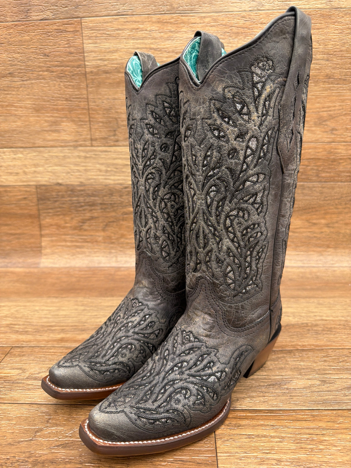 Women's Black Glitter Inlay & Embroidered Western Boot by Corral
