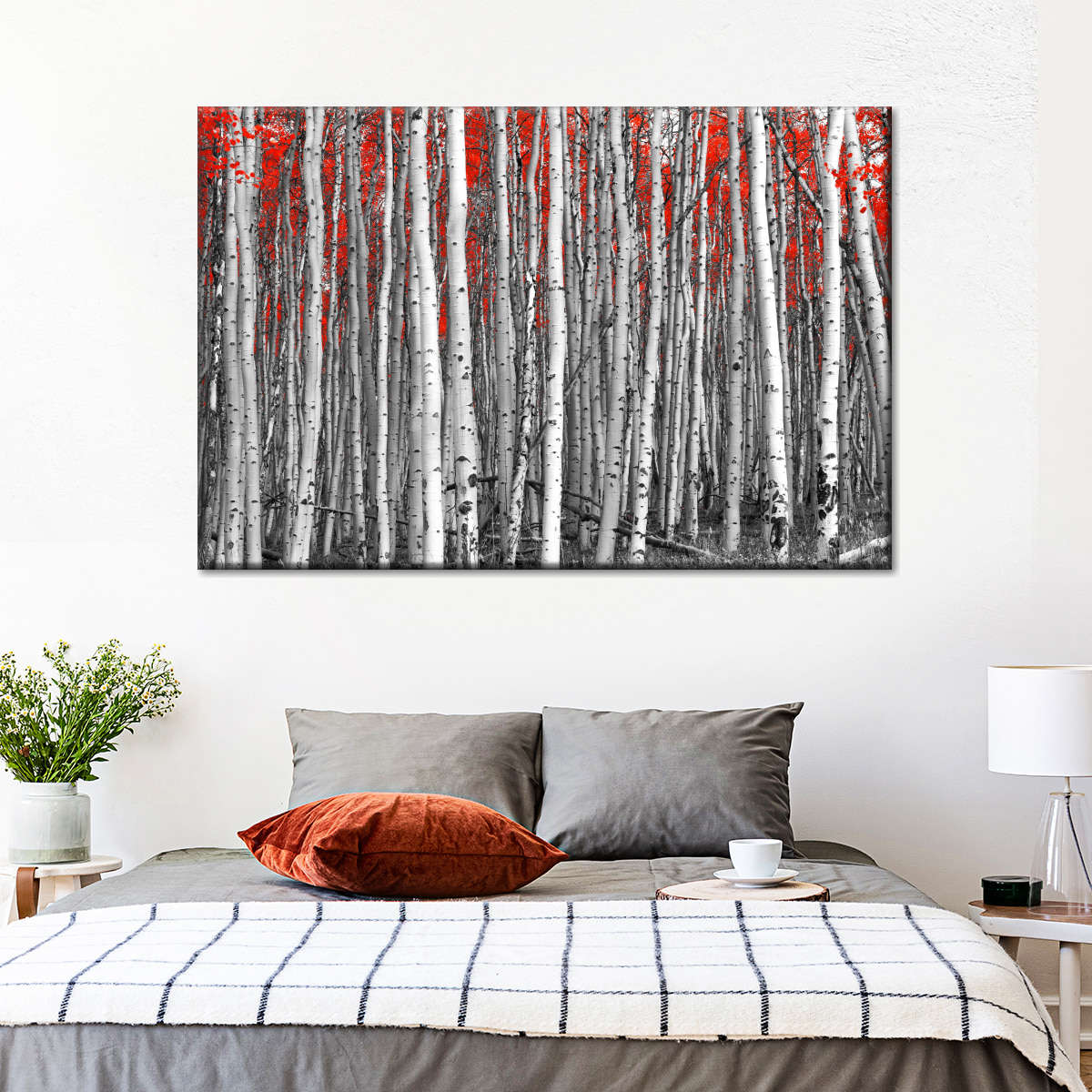 Red Birch Forest Wall Art