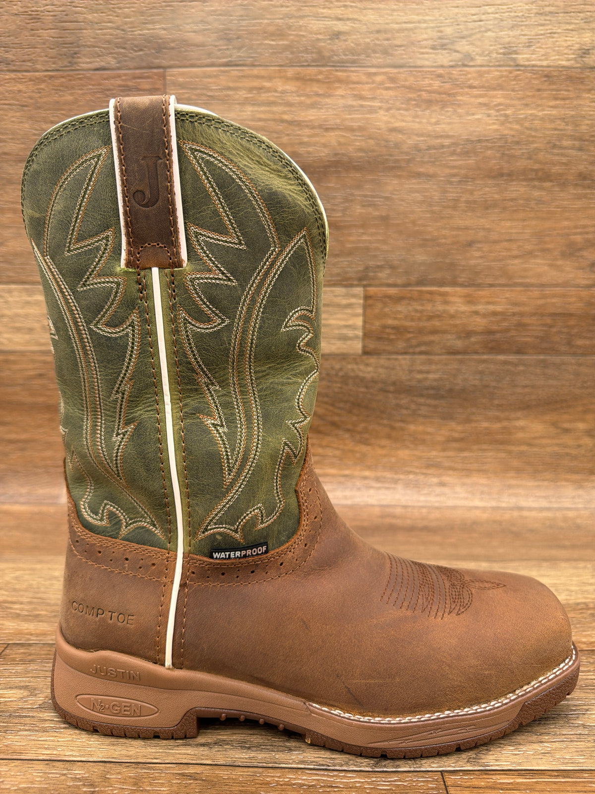 Men's Nitread 11 Inch Waterproof Composite Toe Work Boot by Justin - side view