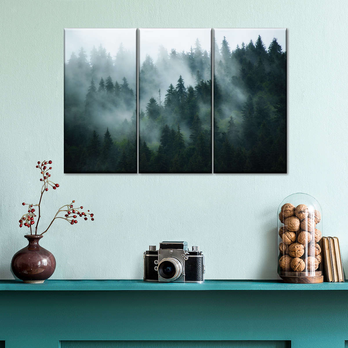 Misty Fir Forest Wall Art