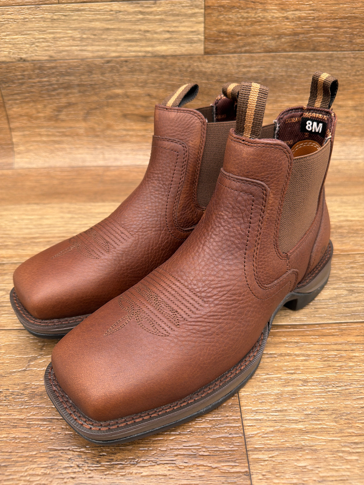 Durango DDB0541 Red Dirt Rebel Mahogany Brown Chelsea work boot pair