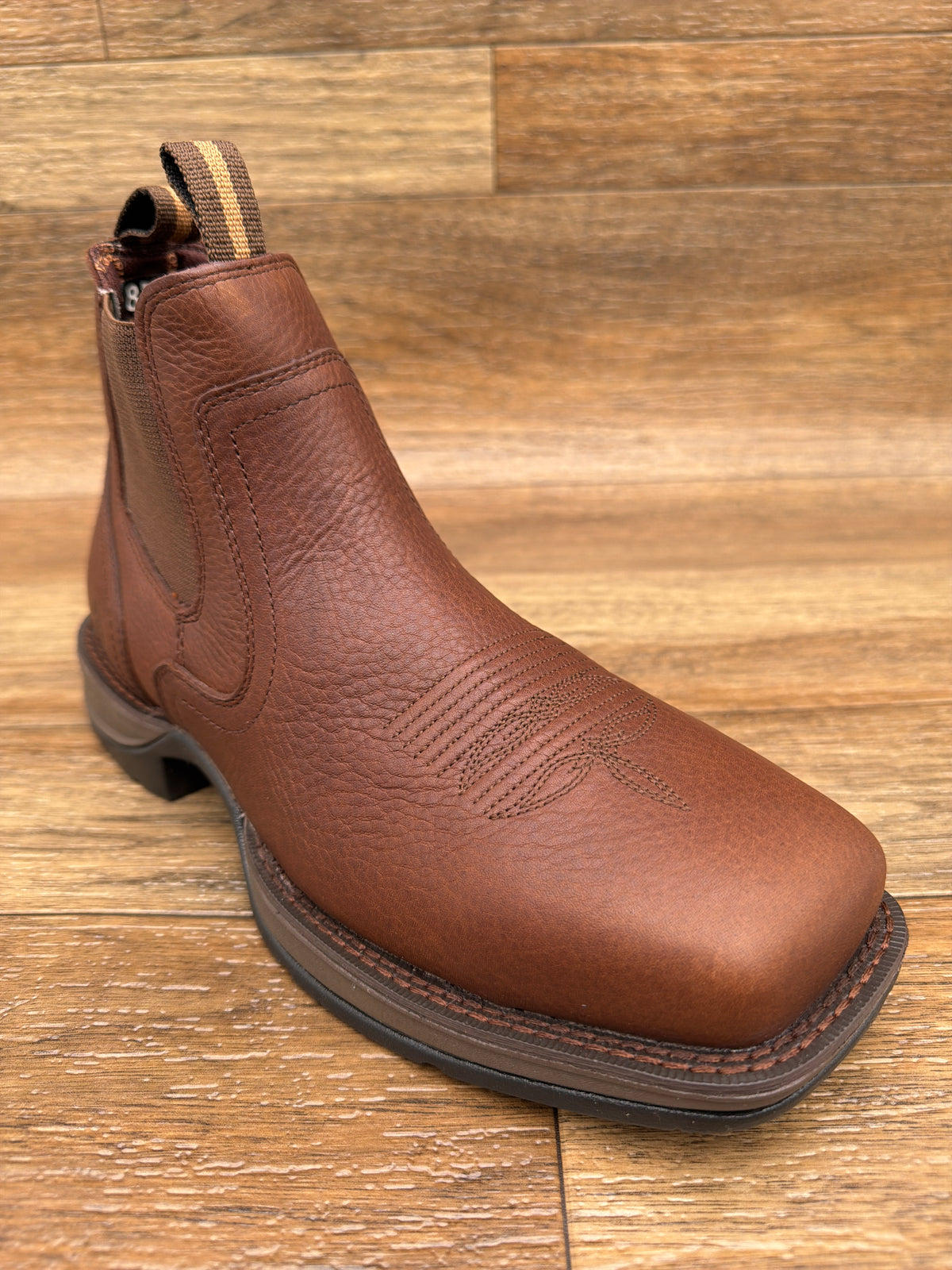 Durango DDB0541 Red Dirt Rebel Mahogany Brown Chelsea work boot angled view