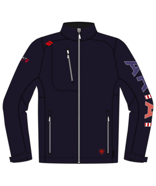 10052856 Men's FR Team Logo Softshell Jacket NAVY|USA By Ariat