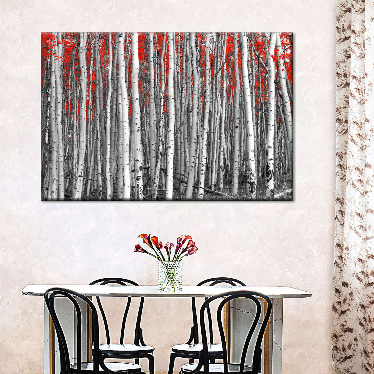 Red Birch Forest Wall Art