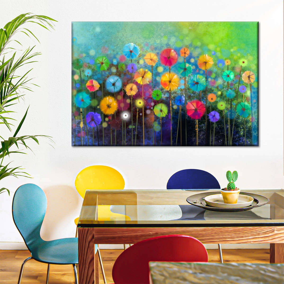 Rainbow Flowers Wall Art