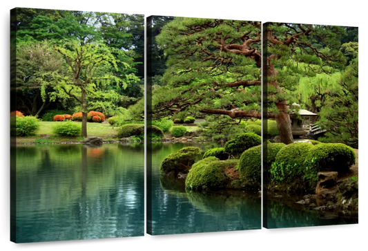 Zen Lakeside Bonsai Trees Wall Art