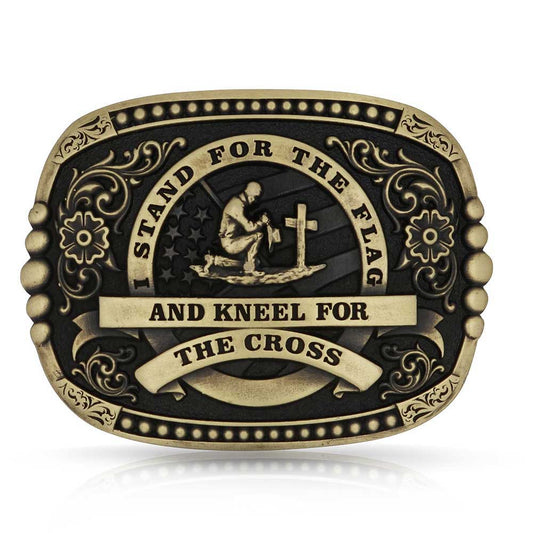 A1040C Kneel For the Cross Attitude Buckle by Montana Silversmiths