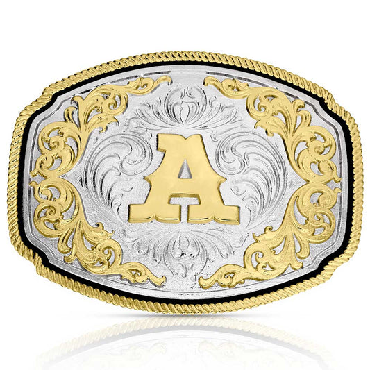 A1047 Western Initial Buckle by Montana Silversmiths