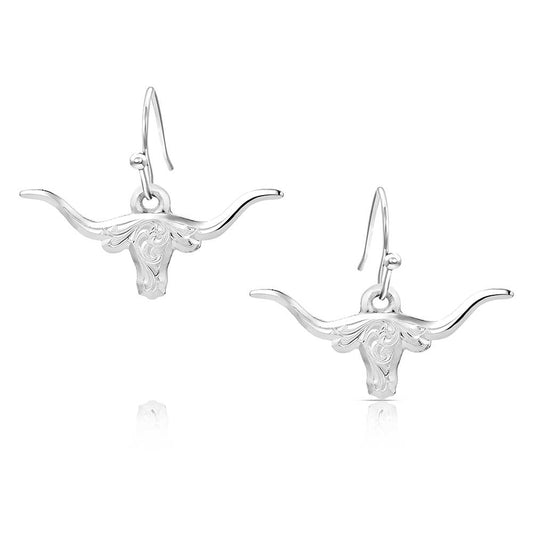 ER6139 Out West Longhorn Earrings by Montana Silversmiths