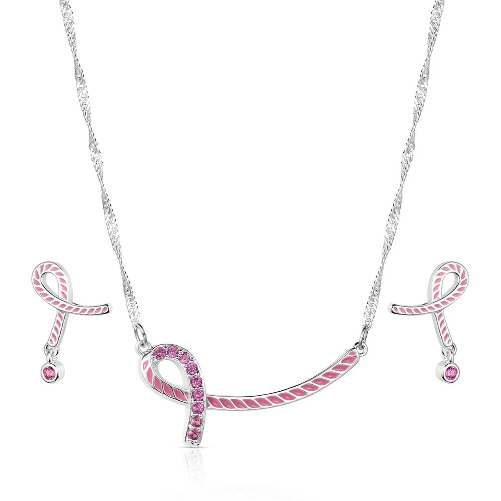 JS6339TWP Tough Enough to Wear Pink Hope Rope Jewelry Set Montana Silversmiths
