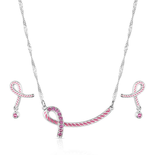 JS6339TWP Tough Enough to Wear Pink Hope Rope Jewelry Set Montana Silversmiths