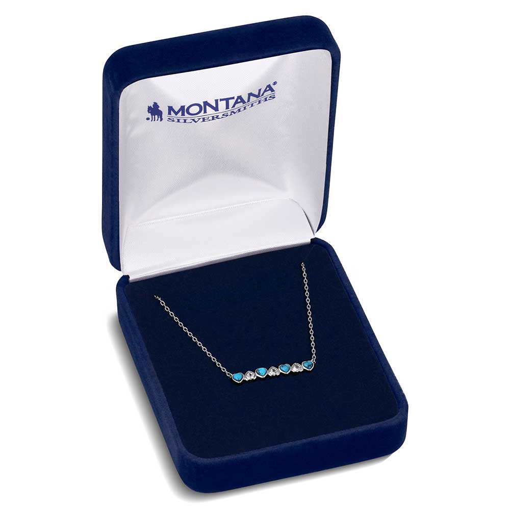 NC6227 Alternating Hearts Necklace by Montana Silversmiths