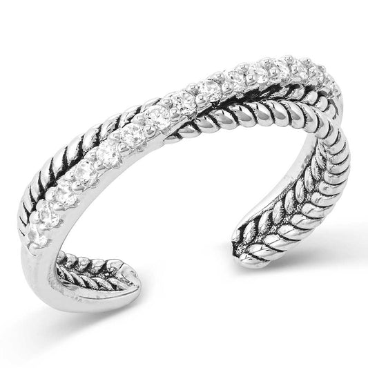 RG5624 Crystal Crossover Open Ring by Montana Silversmiths