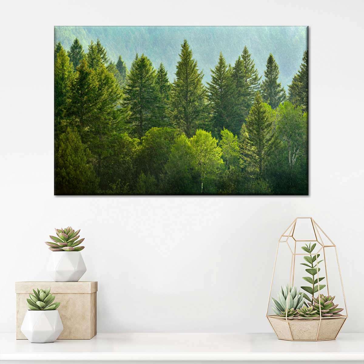 Lush Green Pine Trees Wall Art