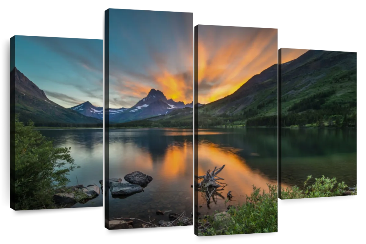 Swiftcurrent Sunset Lake Wall Art – Rushing Boots