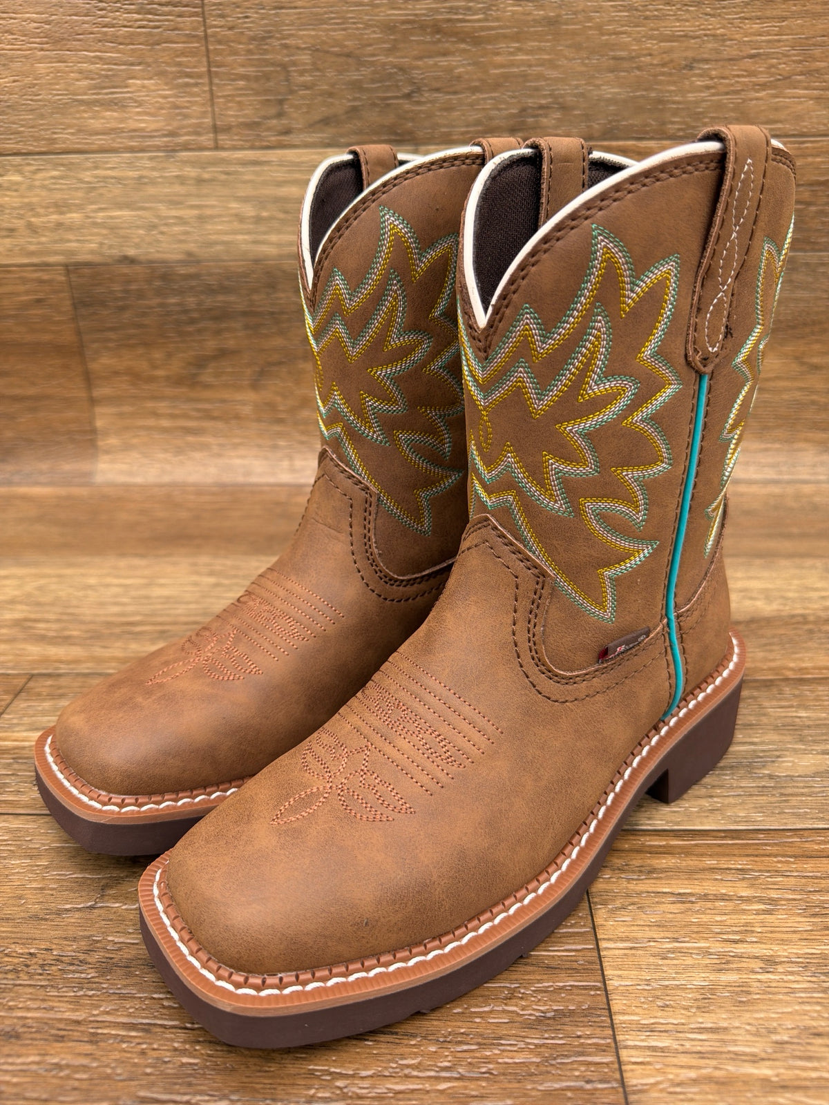 Women's Sunny 8 Inch Cocoa Square Toe Western Boot by Justin - pair