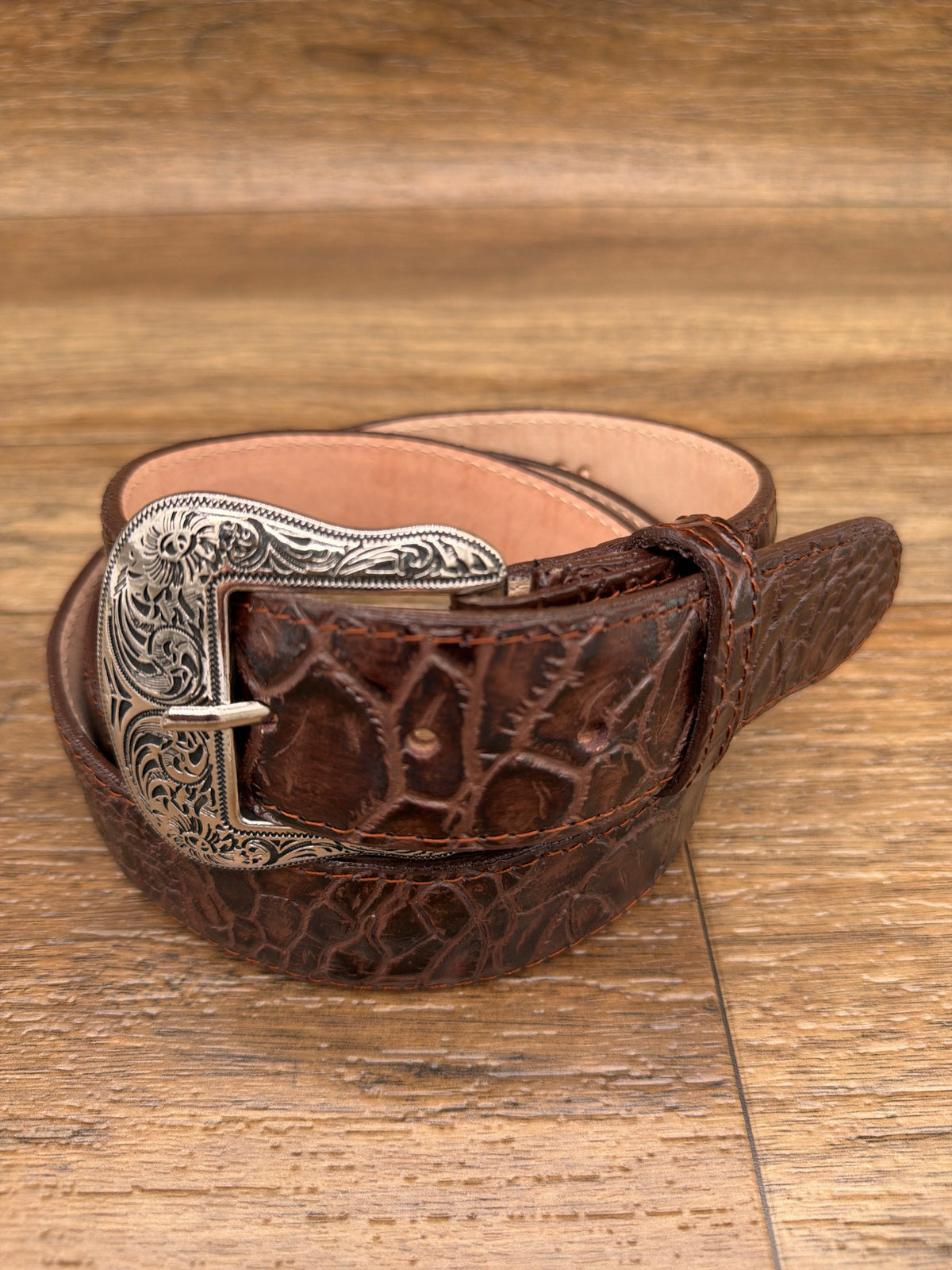 H6044 Belt by Cowtown - brown alligator print