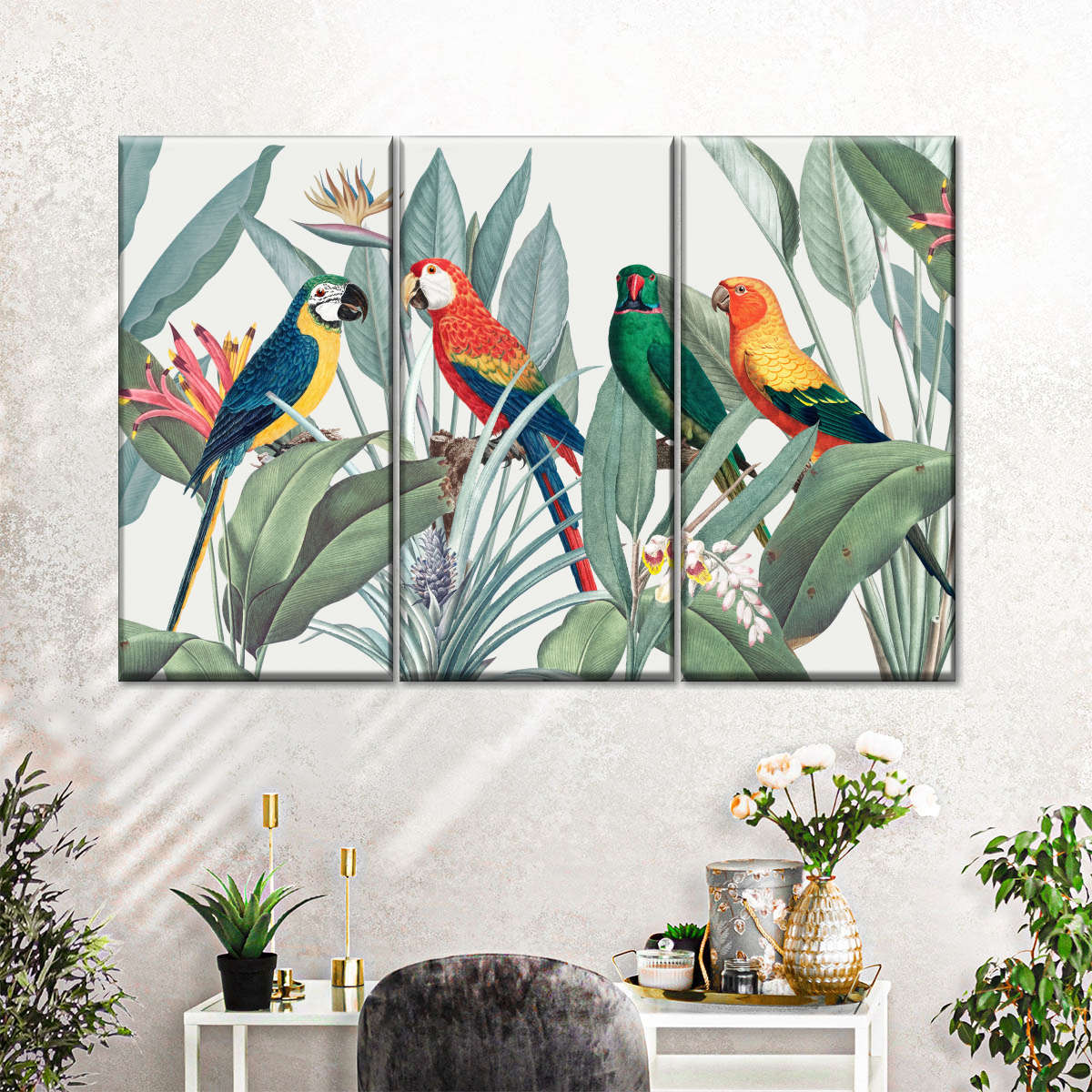 Tropical Safari Parrots Wall Art