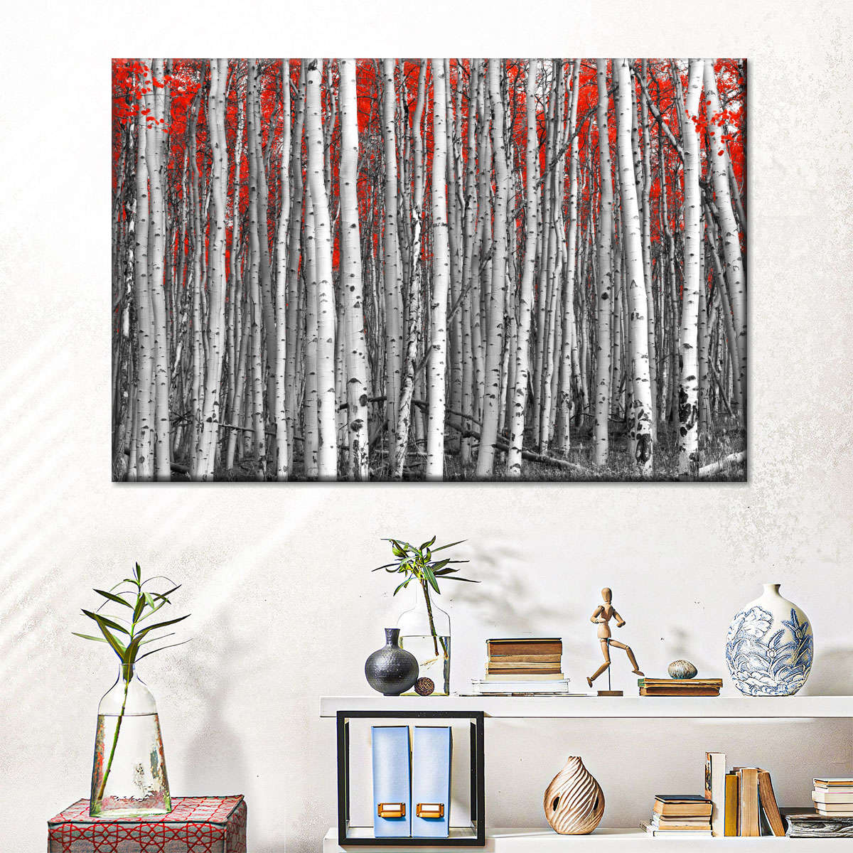 Red Birch Forest Wall Art