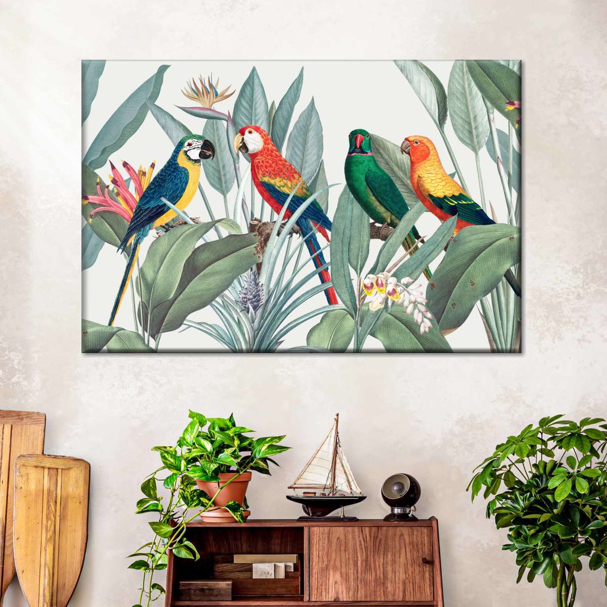 Tropical Safari Parrots Wall Art