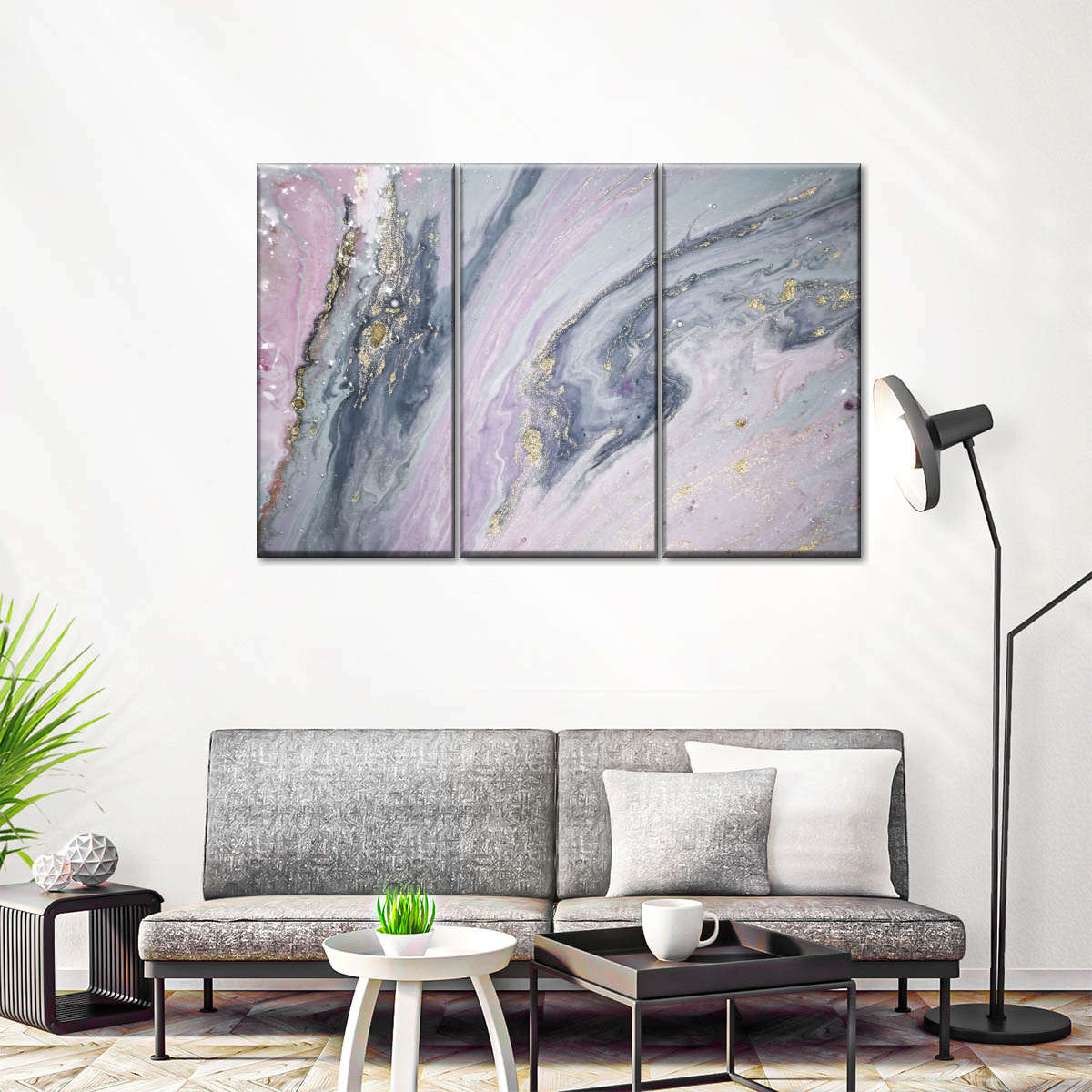 Pink And Grey Abstract Wall Art